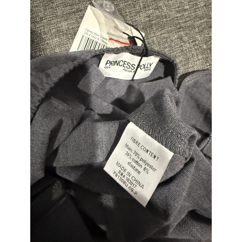 NWT Princess Polly Fenny Mini Halter Dress Button Up Gray Size 4 Chic Sleeveless - Picture 8 of 10
